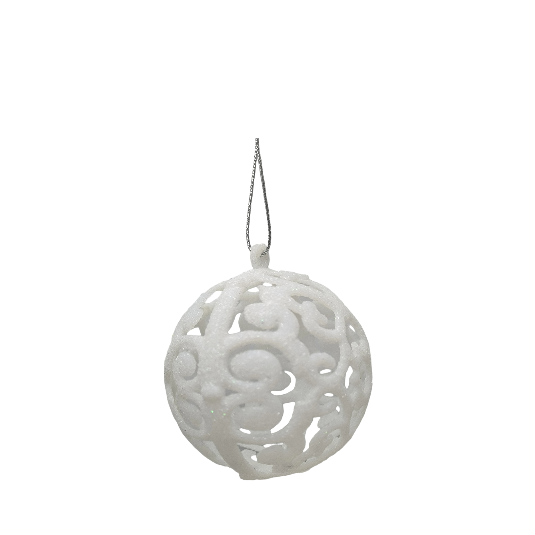 Julekugle m. glimmer, 4 stk.